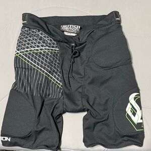 Demon Black Padded Shorts with Green Accents